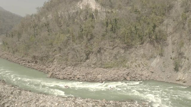Aerial view on Rishikesh, India, 4k drone, ungraded/flat