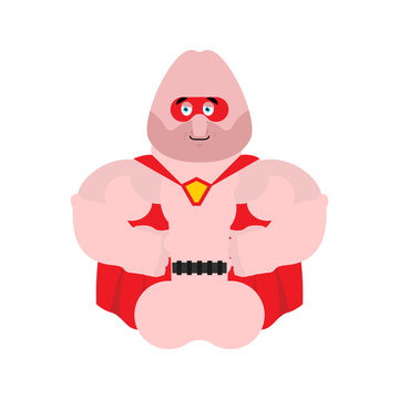 Penis superhero. Super dick in mask and raincoat. Strong Vector illustration