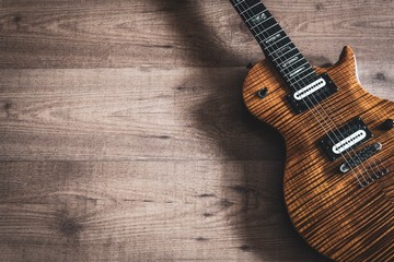 guitar on wooden background