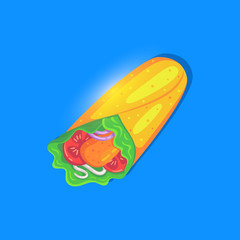 Caesar roll bright icon in cartoon style. Fast food nutrition.