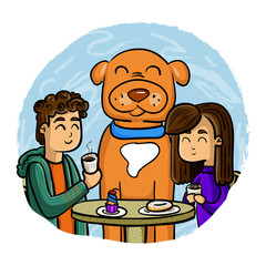 Breakfast cartoon characters cute vector illustration