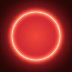 Shiny neon circle, dark background, vector illustration.