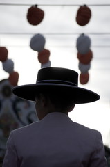 Horse riders at the 'Feria de Abril', in Seville, Spain