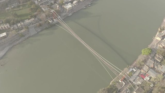 Aerial view on Rishikesh, India, 4k drone, ungraded/flat