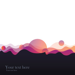 Gradient shapes composition sphere drops and navy and pink orange gradient waves geometric background