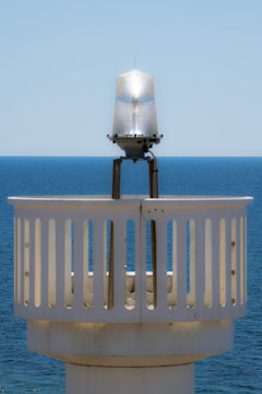 Ancient lighthouse on the island of marine currents, Sicily, Italy