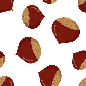 Chestnut seamless pattern on white background