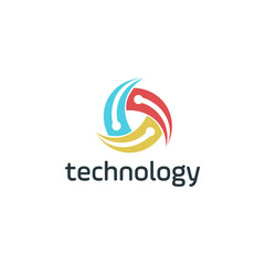 echnology logo simple tech design. modern icon for construction technology or logo template for digital communication concept