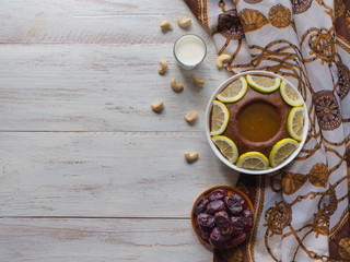 Arabian sweets, Saudi Arabia traditional dish Hineni, it is a mixed of dates and whole wheat. Ramadan food