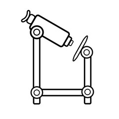 Medical research optical digital small tabletop microscope for research in the laboratory, studying scientific drugs, simple black and white icon on a white background. Vector illustration