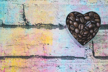 coffee heart on graffiti background