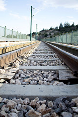 Fototapeta premium Background nature railway. Close up.