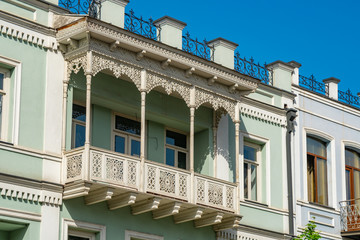 architecture of old Tbilisi, Exterior of an old houses with wood balcony