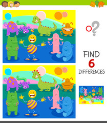Obraz na płótnie Canvas differences game with funny cartoon monsters