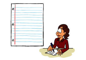 Woman writing on paper - Sophie