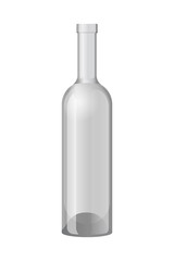 Realistic empty bottle of water, wine, vodka. 3D design template. Isolated vector illustration