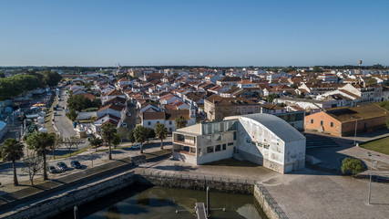 Aerial view of Salvaterra de Magos, in Santarem, Ribatejo, Portugal. Drone Photo.