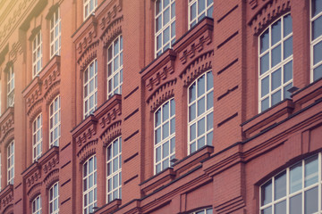 Red industrial building of the former factory