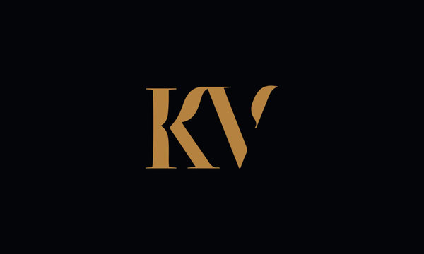 KV logo design template vector illustration minimal design