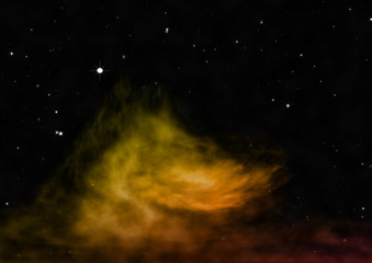 Far being shone nebula and star field. 3D rendering