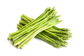 Fresh asparagus on white background.