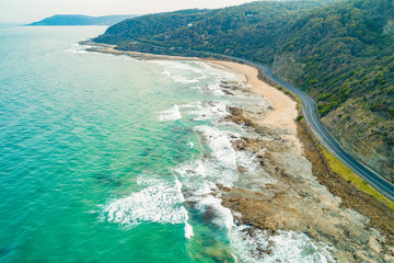 Famous Great Ocean Road passing near Lorne, Victoria, Australia