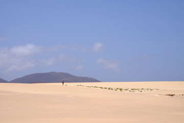 Fototapeta na wymiar Sand Dunes in National Park Corralejo, Fuerteventura.