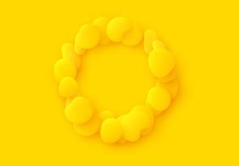 Yellow Round sphere isolated background. Design elements of liquid rounded plastic shapes, smooth sea stones, Flat Liquid splash bubble.