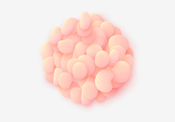 Pink soft Round sphere isolated background. Design elements of liquid rounded plastic shapes, smooth sea stones, Flat Liquid splash bubble.