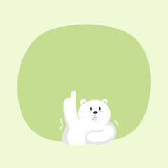 white bear cartoon character cute on green pastel color background for banner copy space empty, white bear on speech bubble template, empty banner teddy bear mascot cartoon beautiful