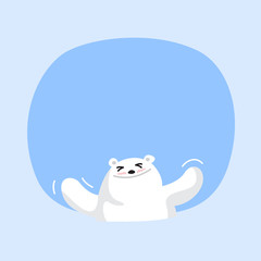 white bear cartoon character cute on blue pastel color background for banner copy space empty, white bear on speech bubble template, empty banner teddy bear mascot cartoon beautiful