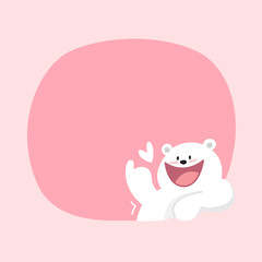 white bear cartoon character cute on pink pastel color background for banner copy space empty, white bear on speech bubble template, empty banner teddy bear mascot cartoon beautiful