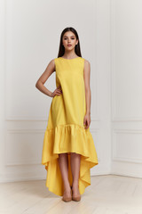 Beautiful sexy woman makeup wear fashion summer collection clothes casual style party office dress...