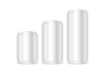 Canned silver, Iron cans silver, Set blank metallic silver beer or soda cans isolated on white, Empty tin drink can template presentation cans 3D, Mock up canister aluminum for design product canned