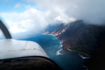 Kauai, Hawaii, United States. Airplane ride over the beautiful views over the island! Seeing the coast and mountains.