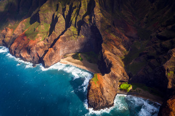 Kauai, Hawaii, United States. Airplane ride over the beautiful views over the island! Seeing the coast and mountains.
