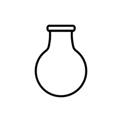Medical research glass beaker, flask, test tube for research in the laboratory, the study of scientific drugs, a simple black and white icon on a white background. Vector illustration