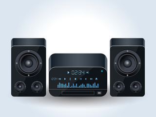 Home audio system realistic vector illustration