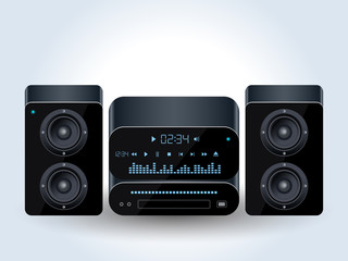Home audio system realistic vector illustration