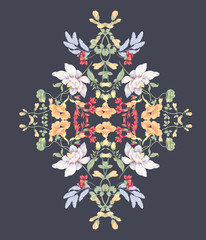 Beautiful computer-drawn flowers for your design and greeting cards for the holiday