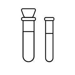 Chemical laboratory medical test tube, flask for drugs and chemical experiments, simple black and white icon on a white background. Vector illustration
