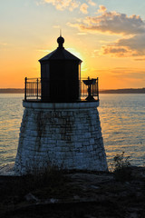Castle Hill Lighthouse golden hour sunset Newport Rhode Island