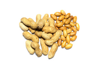 pile of peanuts isolated on white background