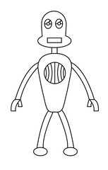 Robot boy outline character. Isolated stock vector illustration