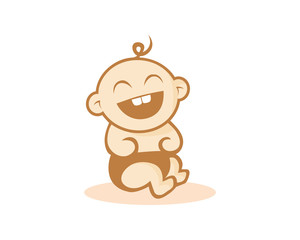 Cute Happy Baby Boy Logo Illustration in Isolated Background