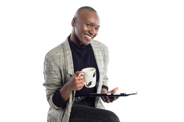 Black African American businesswoman or writer as a keynote speaker for a seminar preparing for the...