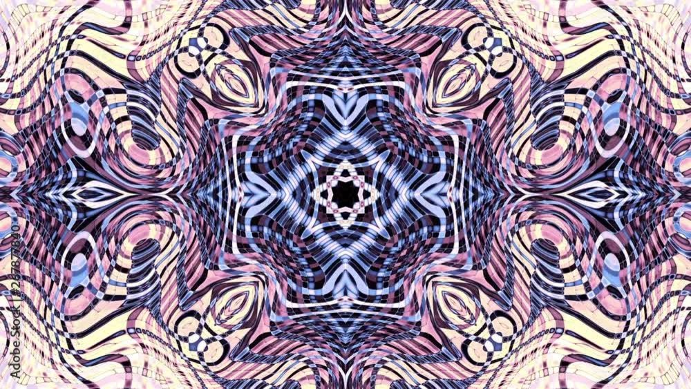Poster Symmetric abstract retro ornament. Abstract footage in Art Nouveau style. Loop footage.