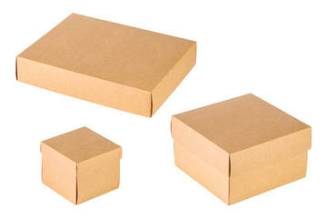 different size of craft boxes isolated white with clipping path