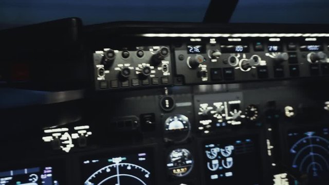 Cabin of civil airplane before takeoff