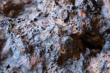 Meteorite rock : black and reddish color texture